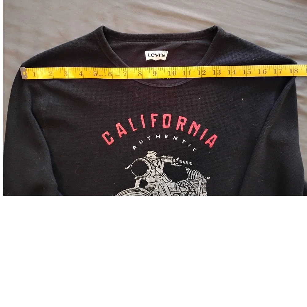 ▪️Levi's California Biker Graphic Waffle Knit Thermal XL Black grunge skater